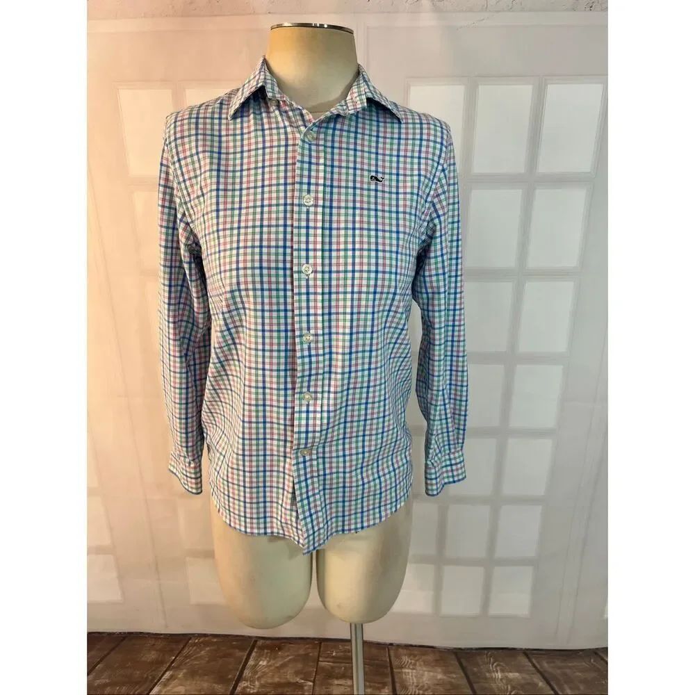 Vineyard vine boys whale down shirt in colorful plaid size medium 10-12